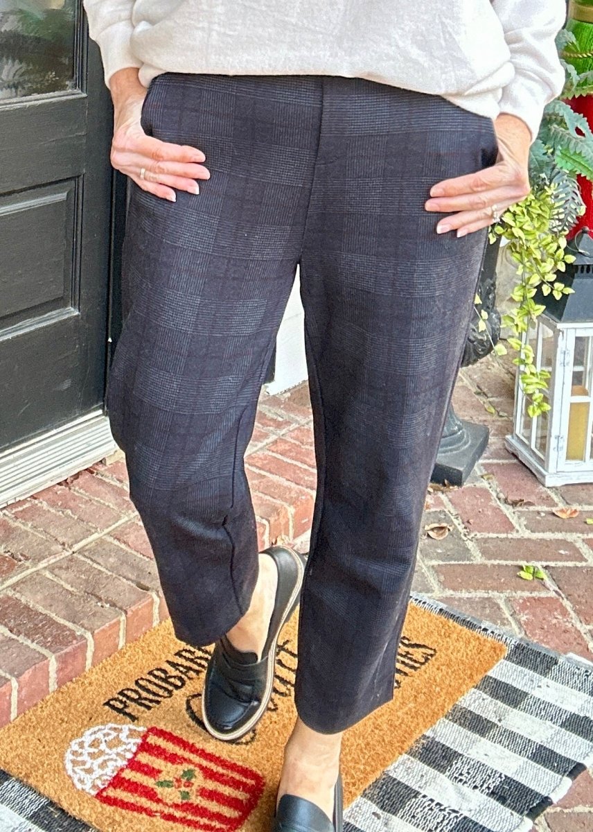 Plaid Pull - On Stretch Dress Pants - Dark Grey - Pants - Jimberly's Boutique - Olive Branch - Mississippi