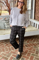 Plaid Pull - On Stretch Dress Pants - Navy Grey - Pants - Jimberly's Boutique - Olive Branch - Mississippi