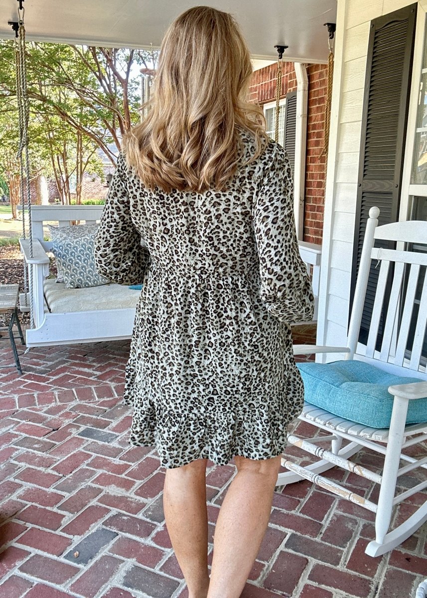 Plus Animal Print Dress - Olive Combo - dress - Jimberly's Boutique - Olive Branch - Mississippi