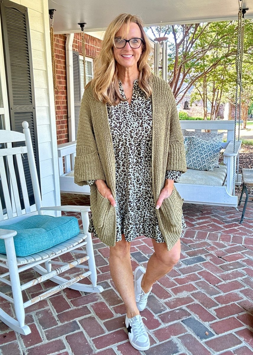 Plus Animal Print Dress - Olive Combo - dress - Jimberly's Boutique - Olive Branch - Mississippi