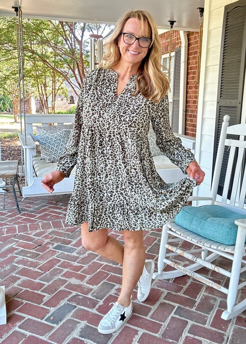 Plus Animal Print Dress - Olive Combo - dress - Jimberly's Boutique - Olive Branch - Mississippi