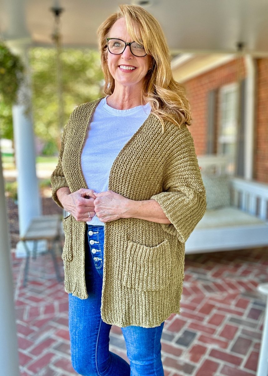 POL Oversized Chunky Cardigan Sweater - Herb - Cardigan - Jimberly's Boutique - Olive Branch - Mississippi