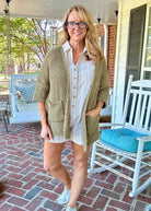 POL Oversized Chunky Cardigan Sweater - Herb - Cardigan - Jimberly's Boutique - Olive Branch - Mississippi