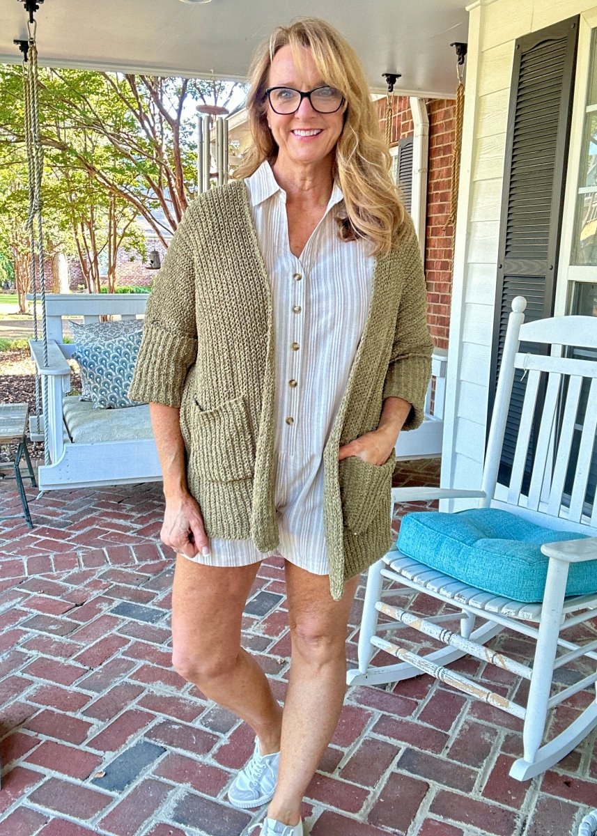 POL Oversized Chunky Cardigan Sweater - Herb - Cardigan - Jimberly's Boutique - Olive Branch - Mississippi