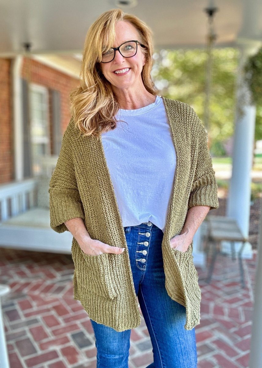 POL Oversized Chunky Cardigan Sweater - Herb - Cardigan - Jimberly's Boutique - Olive Branch - Mississippi