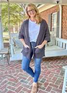 POL Oversized Chunky Cardigan Sweater - Ink Charcoal - Jimberly's Boutique - Olive Branch - Mississippi