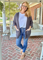 POL Oversized Chunky Cardigan Sweater - Ink Charcoal - Jimberly's Boutique - Olive Branch - Mississippi