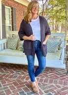 POL Oversized Chunky Cardigan Sweater - Ink Charcoal - Jimberly's Boutique - Olive Branch - Mississippi