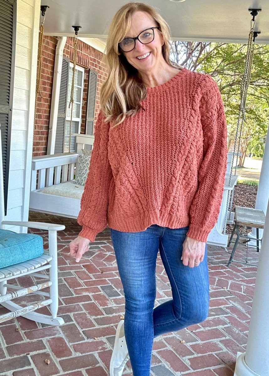 POL Round Neck Chenille Sweater - Old Pumpkin - sweater - Jimberly's Boutique - Olive Branch - Mississippi