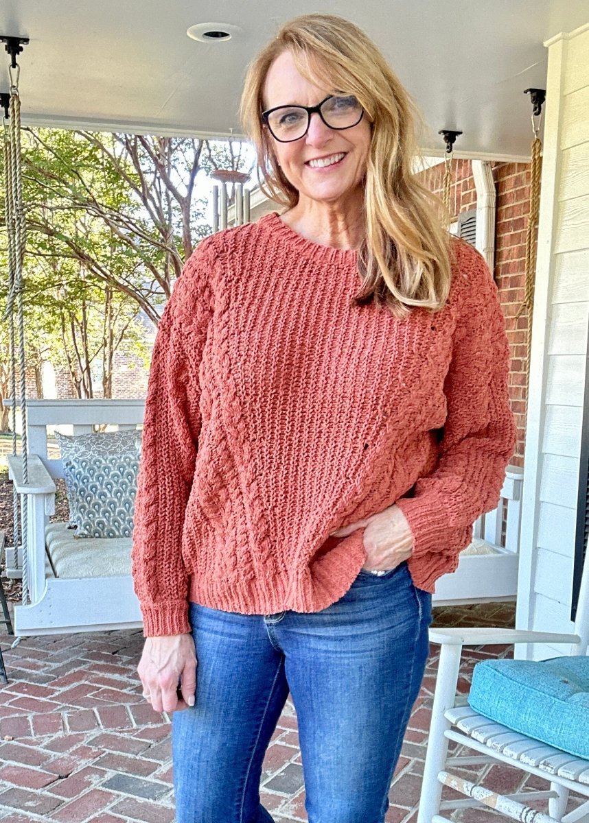 POL Round Neck Chenille Sweater - Old Pumpkin - sweater - Jimberly's Boutique - Olive Branch - Mississippi