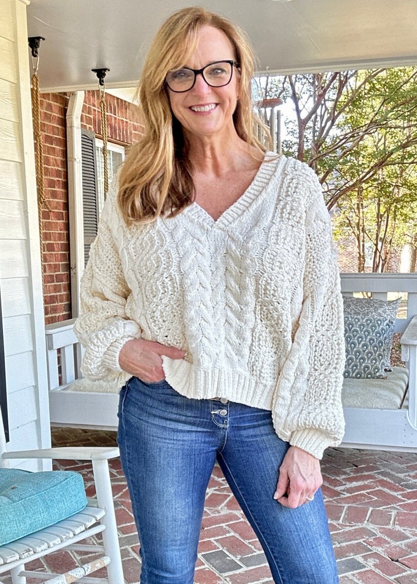 POL V Neck Sweater - Cream - sweater - Jimberly's Boutique - Olive Branch - Mississippi