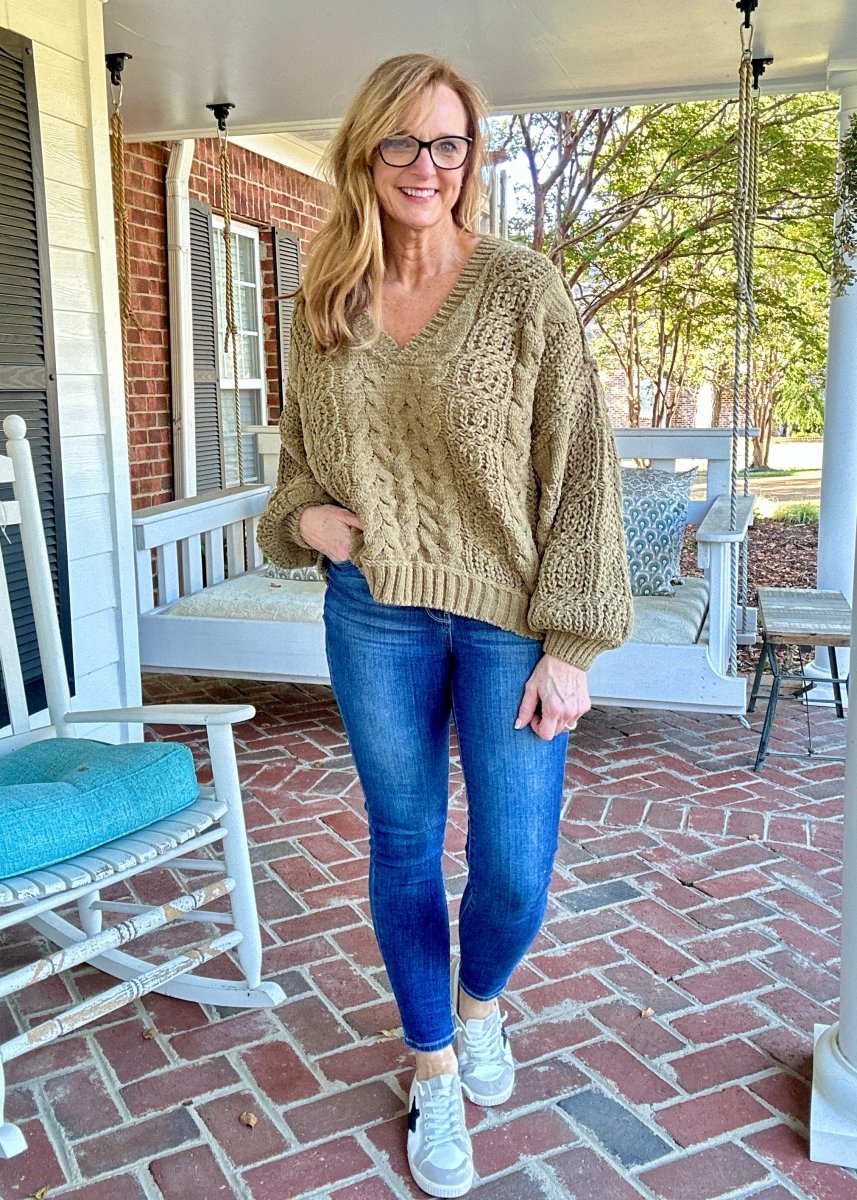 POL V Neck Sweater - Herb - sweater - Jimberly's Boutique - Olive Branch - Mississippi