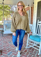 POL V Neck Sweater - Herb - sweater - Jimberly's Boutique - Olive Branch - Mississippi