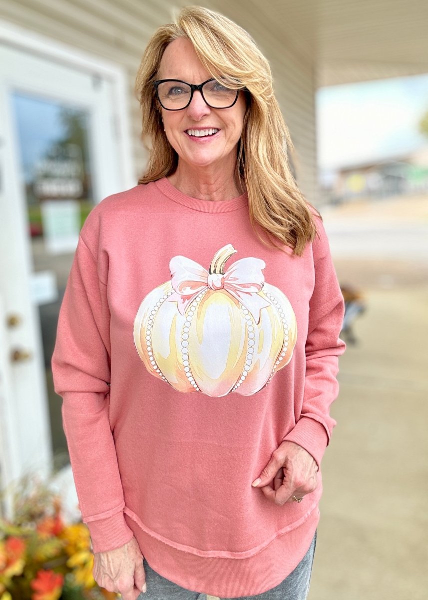 Pumpkin and Pearls LAT Fleece - LAT Sweatshirt - Jimberly's Boutique - Olive Branch - Mississippi