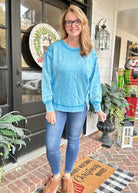 Queenie Acid Wash Sweatshirt - Deep Sky - acid wash sweatshirt - Jimberly's Boutique - Olive Branch - Mississippi