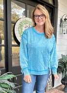 Queenie Acid Wash Sweatshirt - Deep Sky - acid wash sweatshirt - Jimberly's Boutique - Olive Branch - Mississippi