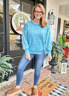 Queenie Acid Wash Sweatshirt - Deep Sky - acid wash sweatshirt - Jimberly's Boutique - Olive Branch - Mississippi