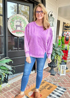 Queenie Acid Wash Sweatshirt - Violet - acid wash sweatshirt - Jimberly's Boutique - Olive Branch - Mississippi