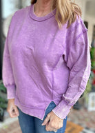 Queenie Acid Wash Sweatshirt - Violet - acid wash sweatshirt - Jimberly's Boutique - Olive Branch - Mississippi