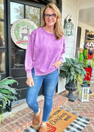 Queenie Acid Wash Sweatshirt - Violet - acid wash sweatshirt - Jimberly's Boutique - Olive Branch - Mississippi