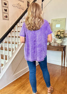 Rachel Washed Waffle Short Sleeve Top - Violet | Zenana - Casual Top - Jimberly's Boutique - Olive Branch - Mississippi