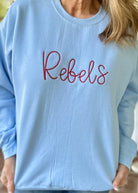 Rebels Chain Stitch Embroidered Sweatshirt - Powder Blue w/Red - sweatshirt - Jimberly's Boutique - Olive Branch - Mississippi