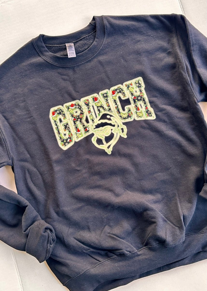 Retro Grinch Sweatshirt - Black - Graphic Sweatshirt - Jimberly's Boutique - Olive Branch - Mississippi