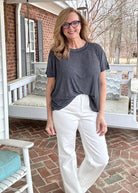 Ribbed Boat Neck Top - Ash Black - Casual Top - Jimberly's Boutique - Olive Branch - Mississippi