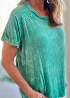 Ribbed Boat Neck Top - Kelly Green | Zenana - Casual Top - Jimberly's Boutique - Olive Branch - Mississippi