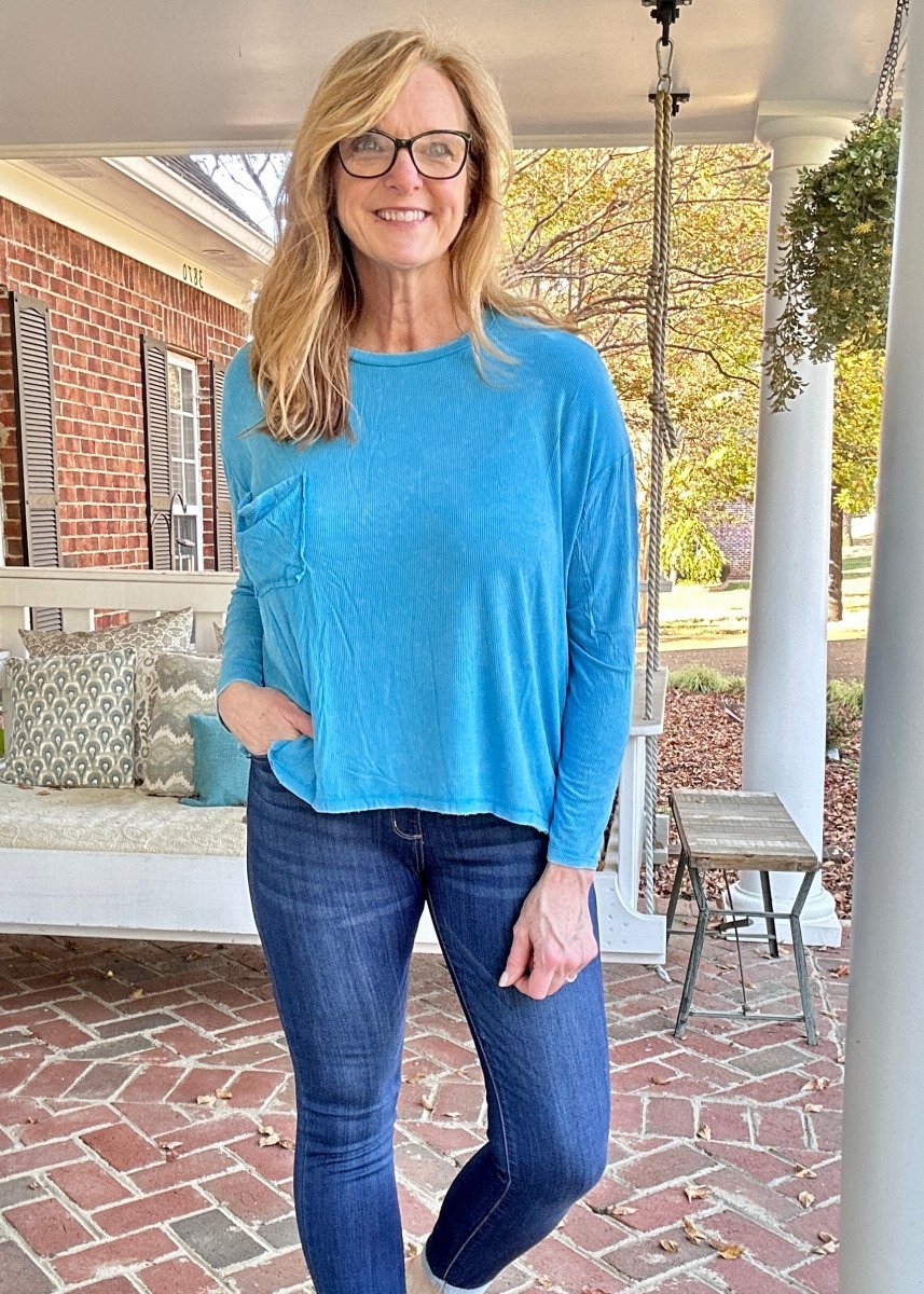 Ribbed Dolman Sleeve Top - Deep Sky | Zenana - Jimberly's Boutique - Olive Branch - Mississippi