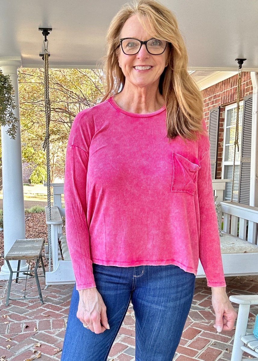 Ribbed Dolman Sleeve Top - Hot Pink | Zenana - Jimberly's Boutique - Olive Branch - Mississippi