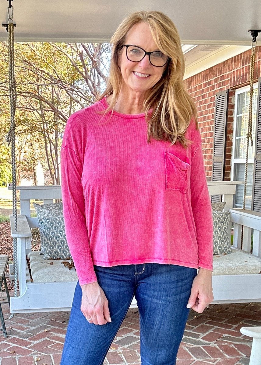 Ribbed Dolman Sleeve Top - Hot Pink | Zenana - Jimberly's Boutique - Olive Branch - Mississippi