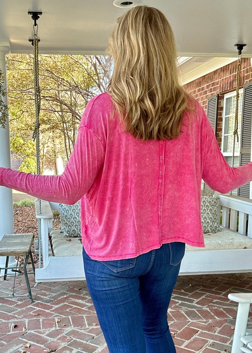 Ribbed Dolman Sleeve Top - Hot Pink | Zenana - Jimberly's Boutique - Olive Branch - Mississippi