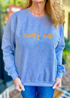 Rocky Top Embroidered Sweatshirt - Heather Grey w/Orange - sweatshirt - Jimberly's Boutique - Olive Branch - Mississippi