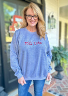 Roll Tide Embroidered Sweatshirt - Heather Grey w/Crimson - sweatshirt - Jimberly's Boutique - Olive Branch - Mississippi