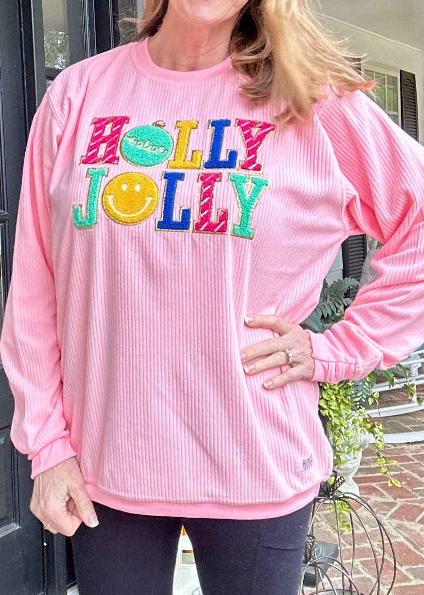 Royce - Holly Jolly Ribbed Applique Fleece - Royce Sweatshirt - Jimberly's Boutique - Olive Branch - Mississippi