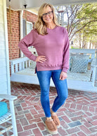 Royce Long Sleeve French Terry Fleece - Mauve - Royce Long Sleeve Tee - Jimberly's Boutique - Olive Branch - Mississippi