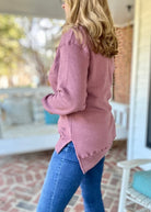 Royce Long Sleeve French Terry Fleece - Mauve - Royce Long Sleeve Tee - Jimberly's Boutique - Olive Branch - Mississippi