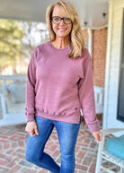 Royce Long Sleeve French Terry Fleece - Mauve - Royce Long Sleeve Tee - Jimberly's Boutique - Olive Branch - Mississippi