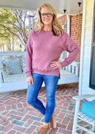 Royce Long Sleeve French Terry Fleece - Mauve - Royce Long Sleeve Tee - Jimberly's Boutique - Olive Branch - Mississippi