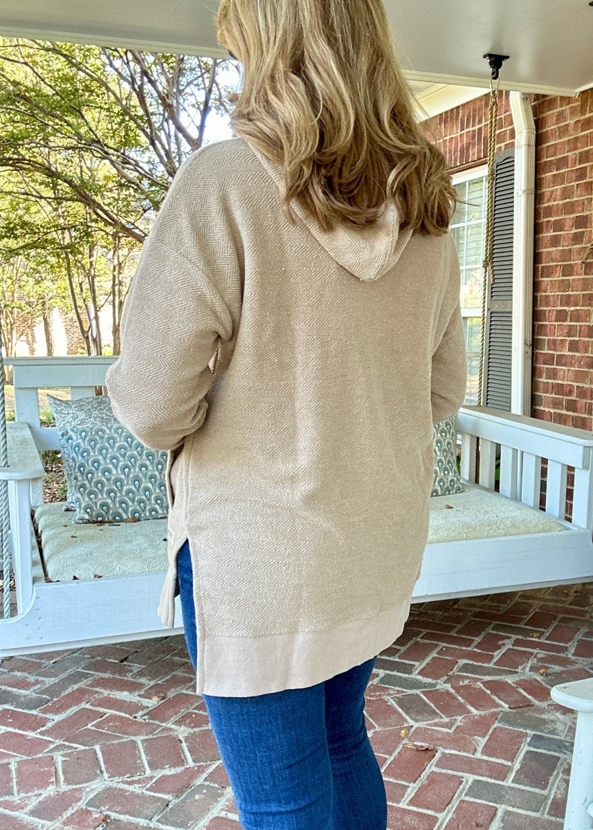 Royce Long Sleeve Hooded Side - Split Pocketed - Sand - Harbor Way - Royce Harbor Way - Jimberly's Boutique - Olive Branch - Mississippi