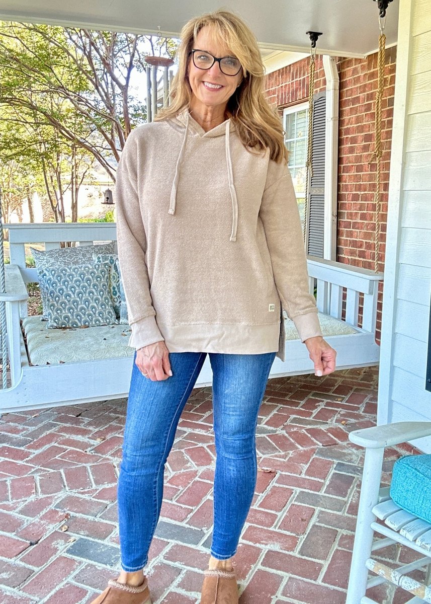 Royce Long Sleeve Hooded Side - Split Pocketed - Sand - Harbor Way - Royce Harbor Way - Jimberly's Boutique - Olive Branch - Mississippi