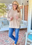 Royce Long Sleeve Hooded Side - Split Pocketed - Sand - Harbor Way - Royce Harbor Way - Jimberly's Boutique - Olive Branch - Mississippi