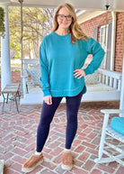 Royce Mélange Poncho Long Sleeve Hi - Lo Fleece - Emerald - Royce Fleece - Jimberly's Boutique - Olive Branch - Mississippi