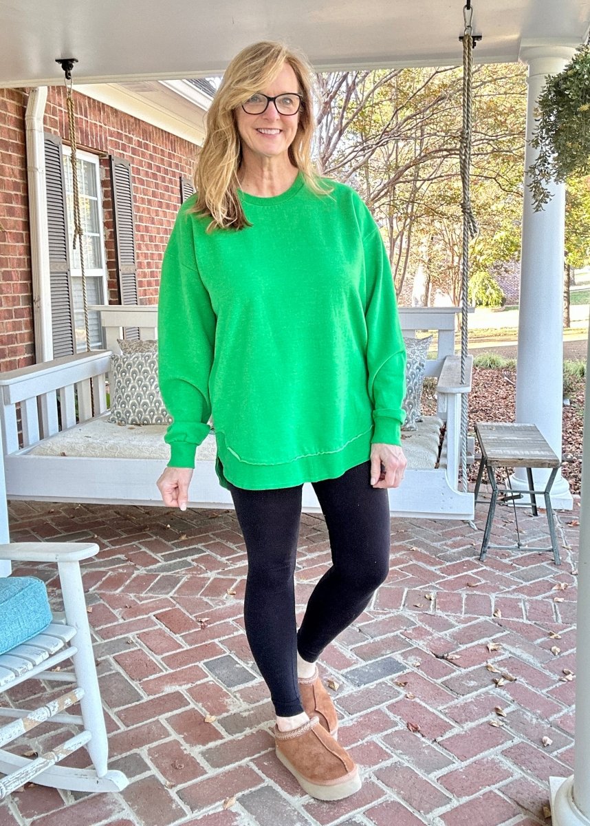 Royce Mélange Poncho Long Sleeve Hi - Lo Fleece - Kelly Green - Royce Fleece - Jimberly's Boutique - Olive Branch - Mississippi