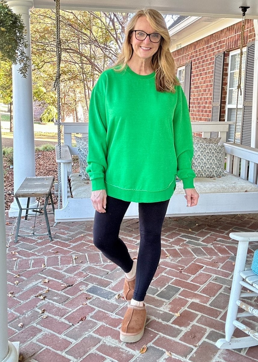 Royce Mélange Poncho Long Sleeve Hi - Lo Fleece - Kelly Green - Royce Fleece - Jimberly's Boutique - Olive Branch - Mississippi