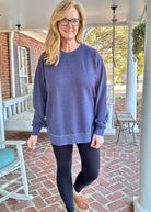 Royce Mélange Poncho Long Sleeve Hi - Lo Fleece - Navy - Royce Fleece - Jimberly's Boutique - Olive Branch - Mississippi