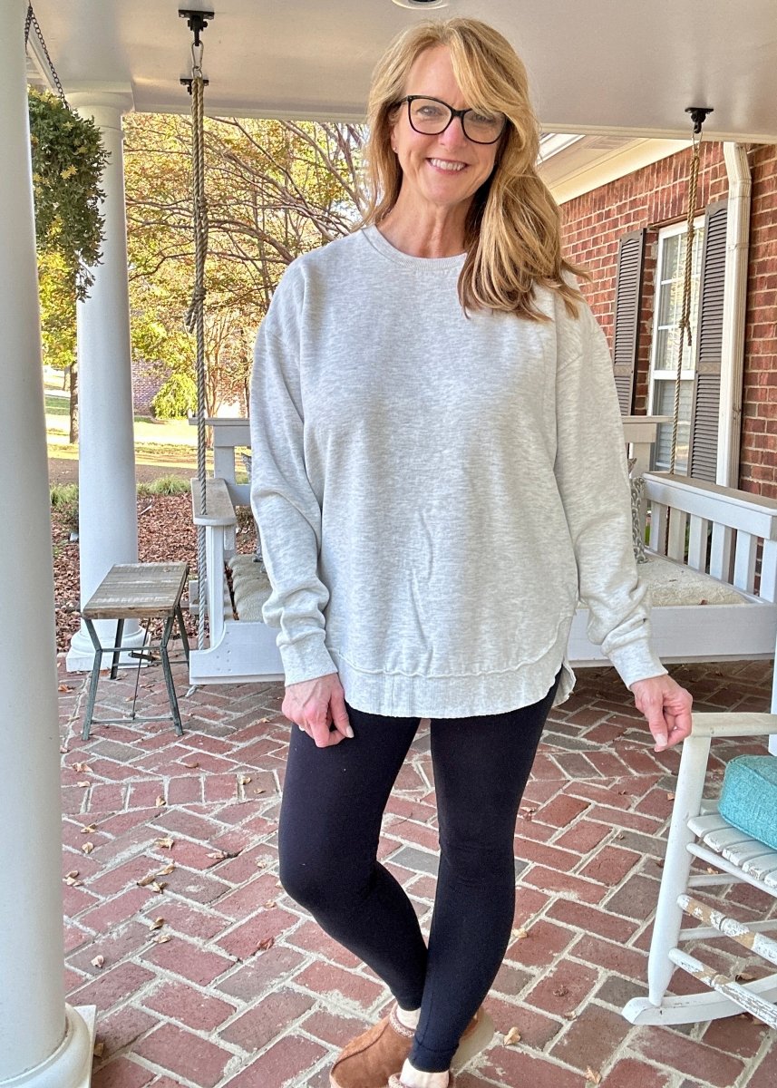 Royce Mélange Poncho Long Sleeve Hi - Lo Fleece - Oatmeal - Royce Fleece - Jimberly's Boutique - Olive Branch - Mississippi