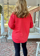 Royce Mélange Poncho Long Sleeve Hi - Lo Fleece - Red - Royce Fleece - Jimberly's Boutique - Olive Branch - Mississippi