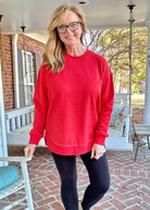 Royce Mélange Poncho Long Sleeve Hi - Lo Fleece - Red - Royce Fleece - Jimberly's Boutique - Olive Branch - Mississippi